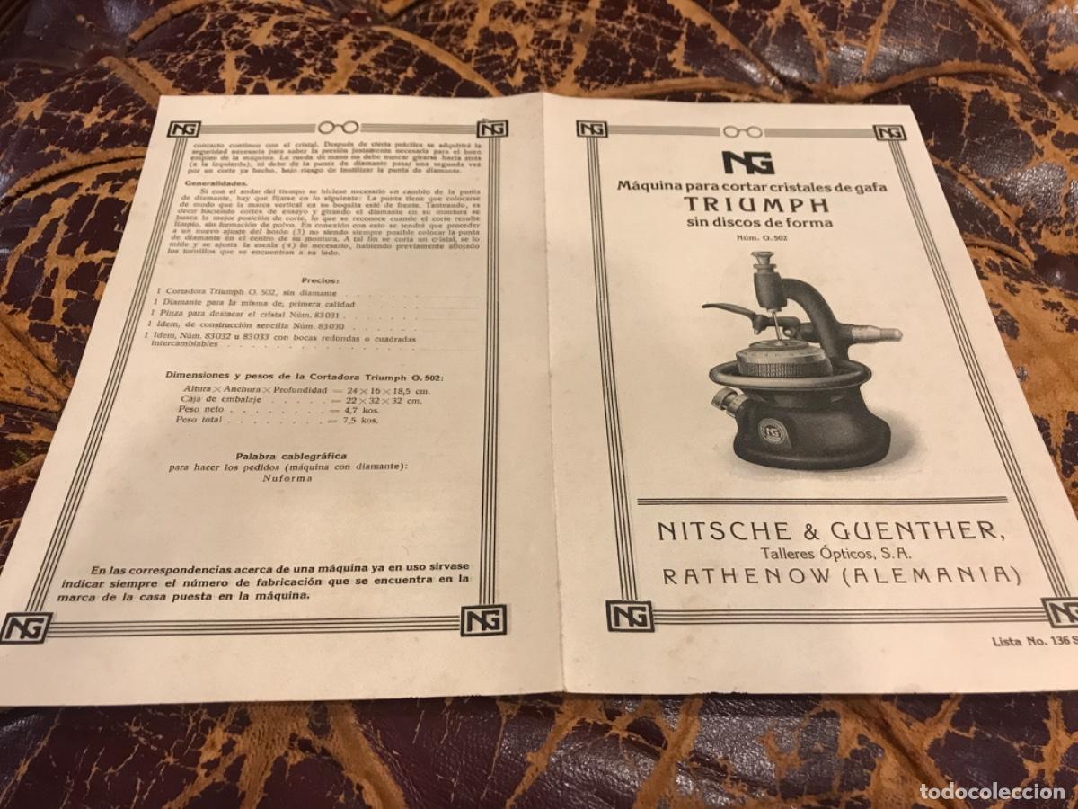 Outros artigos de papel: INSTRUCCIONES. M&Aacute;QUINA PARA CORTAR CRISTALES DE GAFA TRIUMPH SIN DISCOS DE FORMA. NITSCHE GUENTHER