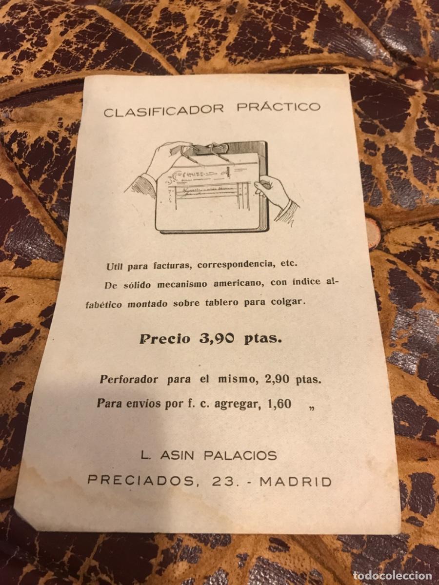 Sammelleidenschaft Andere Papierartikel: CLASIFICADOR PR&Aacute;CTICO. AS&Iacute;N PALACIOS, PRECIADOS, 23, MADRID