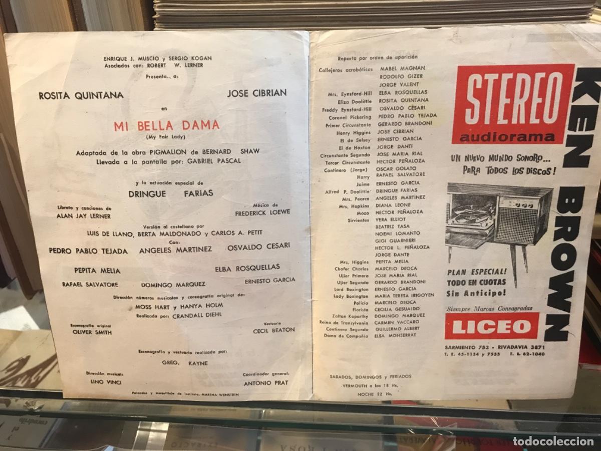 Collectionnisme Papier divers: ROSITA QUINTANA - JOS&Eacute; CIBRIAN EN MI BELLA DAMA. DRINGUE FARIAS. TEATRO EL NACIONAL. BUENOS AIRES.