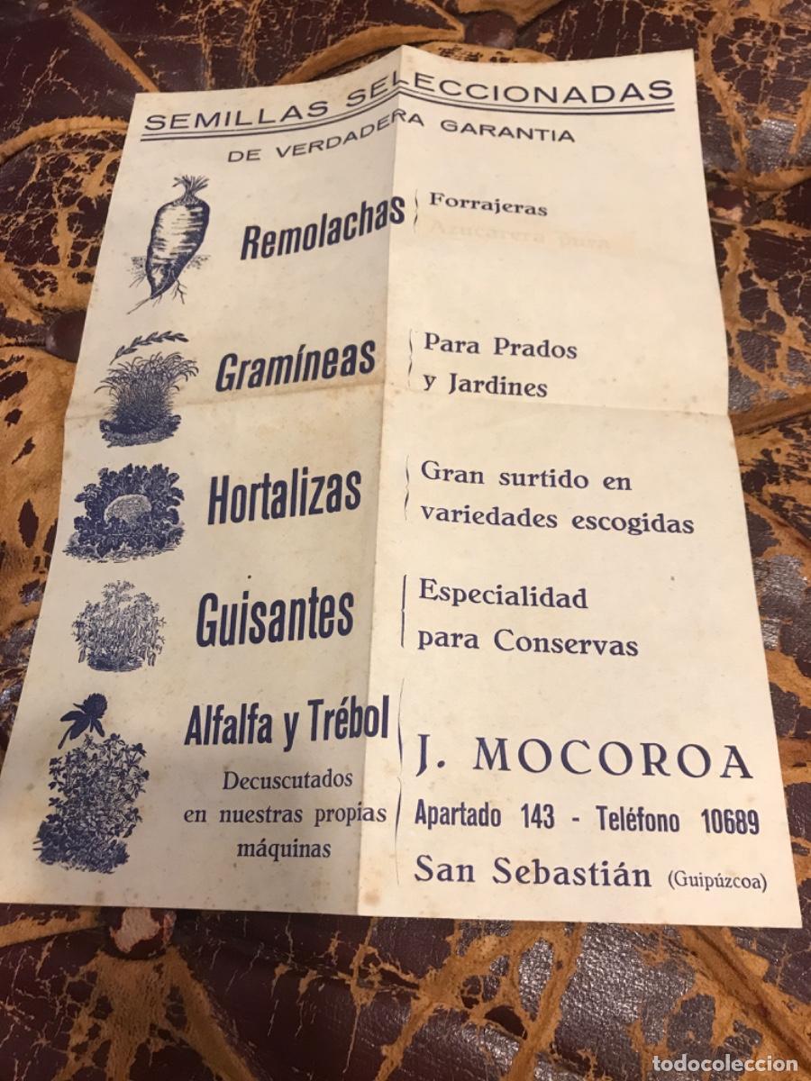 Sammelleidenschaft Andere Papierartikel: SEMILLAS SELECCIONADAS DE VERDADERA GARANT&Iacute;A. J. MOCOROA, SAN SEBASTI&Aacute;N