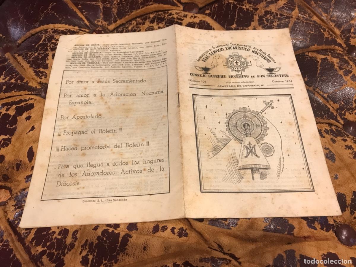 Collectionnisme Papier divers: CONSEJO SUPERIOR DIOCESANO DE SAN SEBASTI&Aacute;N. REAL SERVICIO EUCAR&Iacute;STICO NOCTURNO. 1954. N&ordm; 108