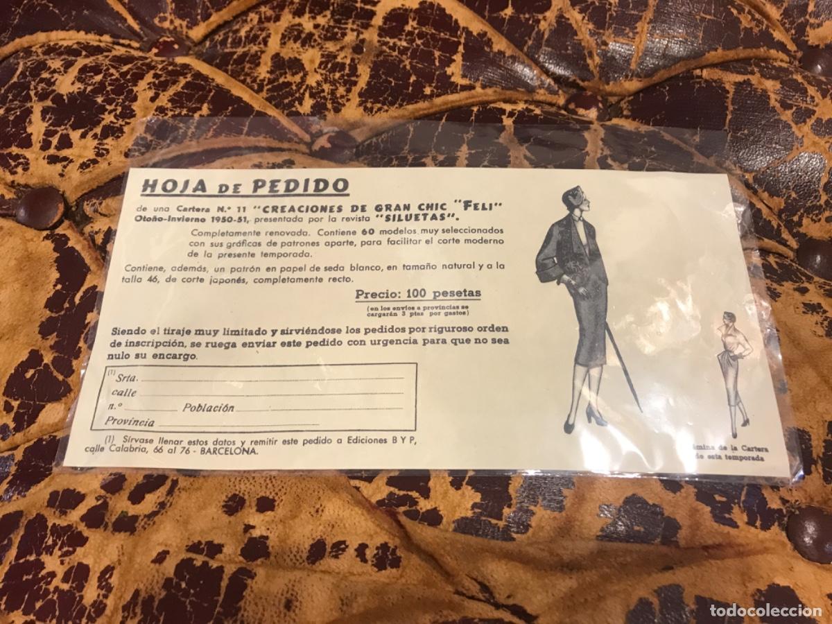 Sammelleidenschaft Andere Papierartikel: HOJA DE PEDIDO DE UNA CARTERA N&ordm; 11 &rdquo;CREACIONES DE GRAN CHIC &rdquo;FELI&rdquo;. 1950, REVISTA SILUETAS. BARCELO