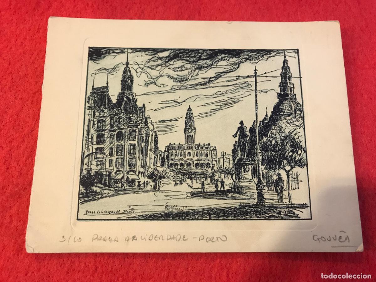 Sammelleidenschaft Andere Papierartikel: GRABADO PORTUGAL. 3/10. PRA&Ccedil;A DA LIBERDADE. PORTO. 17 X 13cm. CARTULINA