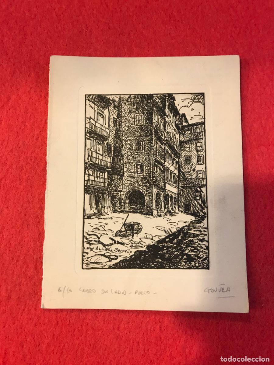 Collectionnisme Papier divers: GRABADO PORTUGAL. 6/10. LARGO DA LADA. PORTO. 17 X 13cm. CARTULINA