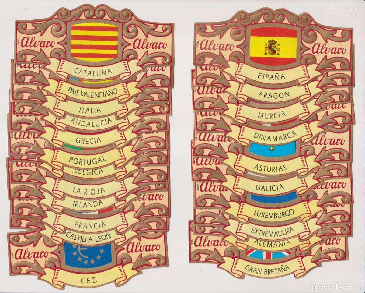 Otros Art&iacute;culos de Coleccionismo en Papel: Lote de 22 Vitolas (12 cm.) Diferentes &Aacute;lvaro Serie Banderas