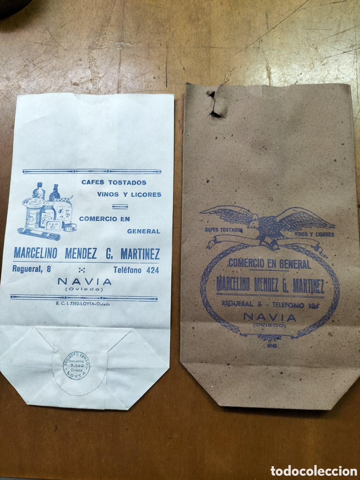Otros Art&iacute;culos de Coleccionismo en Papel: Navia. Asturias.Dos bolsas de Papel y cart&oacute;n Antiguas . A&ntilde;os 40?