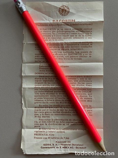 Otros Art&iacute;culos de Coleccionismo en Papel: PROSPECTO DEL NUEVO MEDICAMENTO DACORTIN A&Ntilde;OS 50 PREDNISONA - IGODA S.A. - MERCK