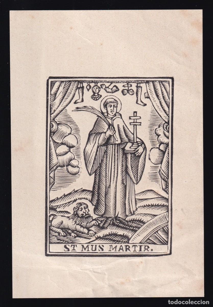 Sammelleidenschaft Andere Papierartikel: *St. Mus M&aacute;rtir* Papel delgado. Dorso en blanco. Meds. papel 85x123 mms.
