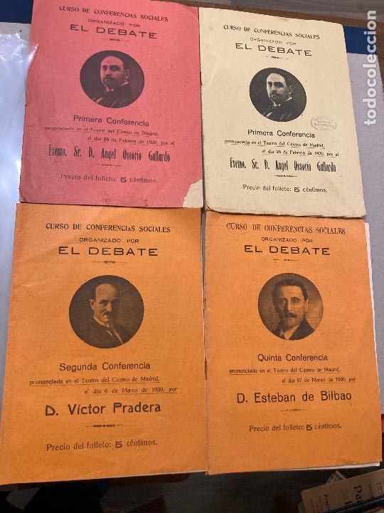 Otros art&iacute;culos de coleccionismo en papel: Curso de conferencias sociales El Debate Angel Osorio,Esteban de Bilbao y Victor Pradera a&ntilde;o 1920