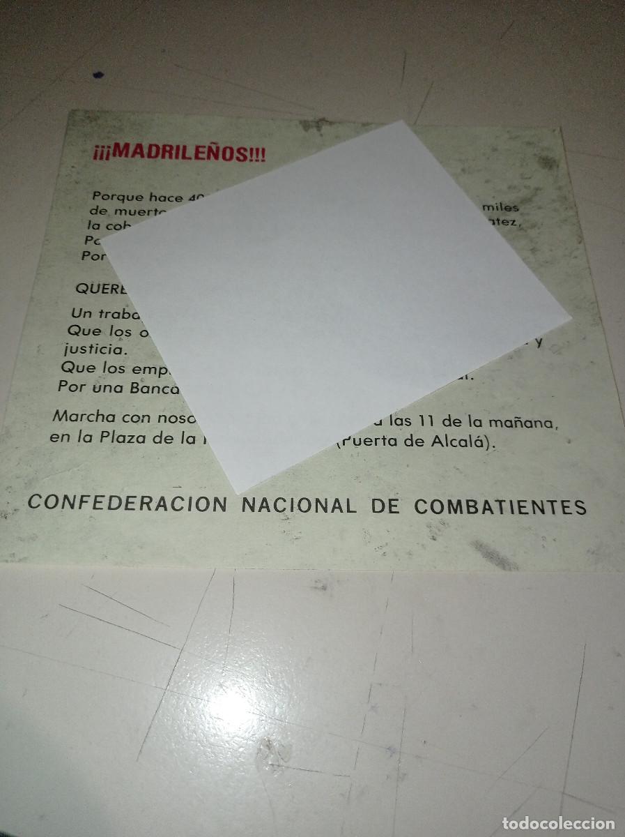 Otros Art&iacute;culos de Coleccionismo en Papel: FLYER CONFEDERACI&Oacute;N NACIONAL COMBATIENTES 20-N QUEREMOS Y PEDIMOS REF. UR MES 2