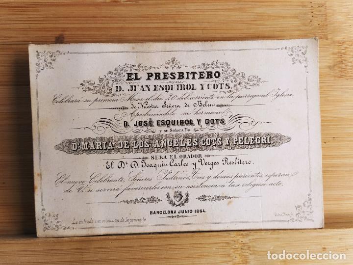 Collectionnisme Papier divers: EL PRESBITERO JUAN ESQUIROL Y COTS-PRIMERA MISA A&Ntilde;O 1864-BARCELONA-VER FOTOS-(105.608)