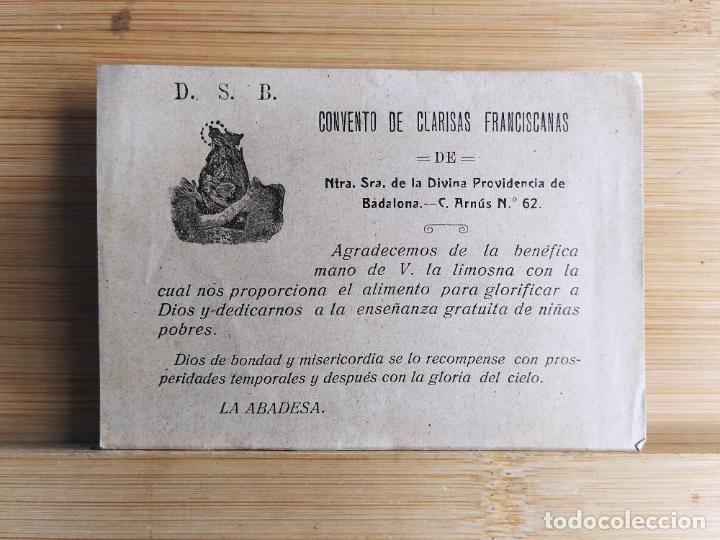 Collectionnisme Papier divers: CONVENTO DE CLARISAS FRANCISCANAS DE NTRA SRA DE LA DIVINA ... BADALONA-VER FOTOS-(105.609)