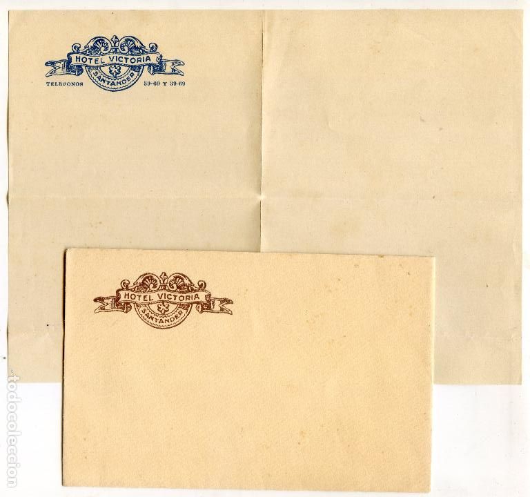 Altri oggetti di carta: Sobre y papel del desaparecido Hotel Victoria de Santander, a&ntilde;os 50