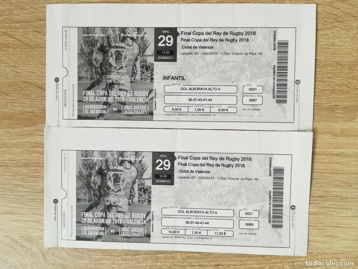 Sammelleidenschaft Andere Papierartikel: LOTE 2 ENTRADAS FINAL COPA DEL REY DE RUGBY, CIUTAT DE VAL&Egrave;NCIA, LEVANTE U.D. - A&Ntilde;O 2018.