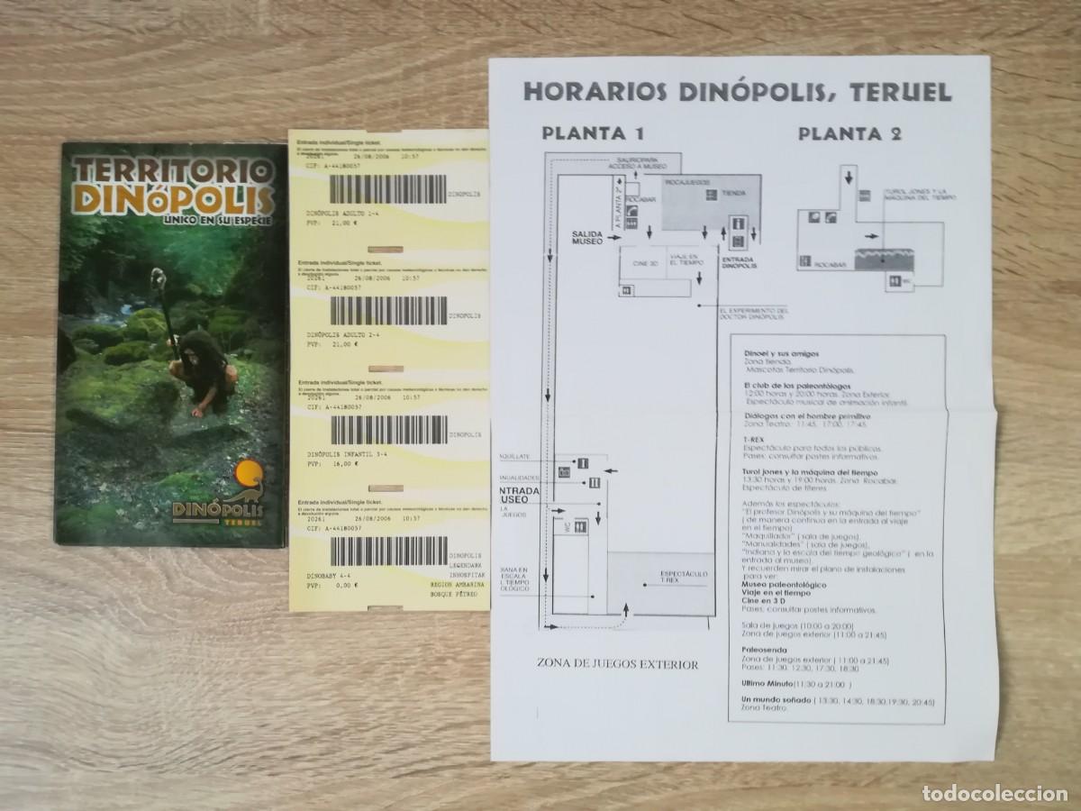 Sammelleidenschaft Andere Papierartikel: LOTE 4 ENTRADAS, PLANO Y FOLLETO DIN&Oacute;POLIS ( TERUEL ) - A&Ntilde;O 2006.