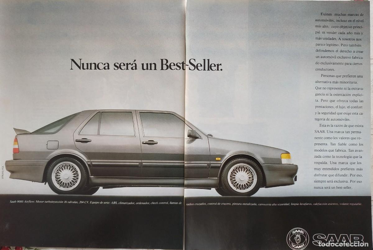 Otros Art&iacute;culos de Coleccionismo en Papel: ANTIGUO ANUNCIO PUBLICITARIO DOBLE SAAB 9000 AIRFLOW