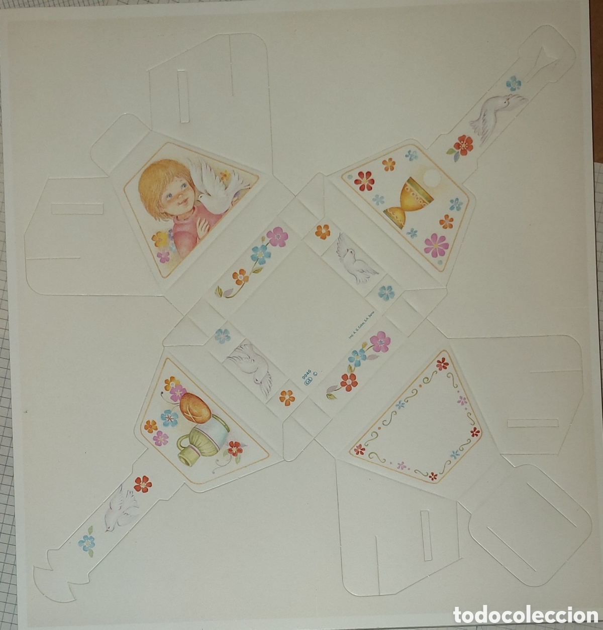 Outros artigos de papel: 58 hojas troqueladas para cestitas de Primera Comuni&oacute;n a&ntilde;os 80