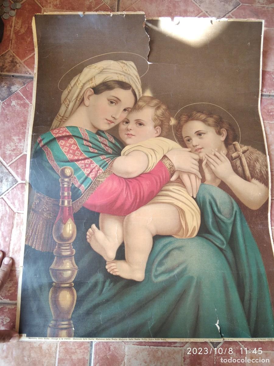 Otros Art&iacute;culos de Coleccionismo en Papel: Antigua l&aacute;mina religiosa Madonna della Sedia - Vorge a la chaise