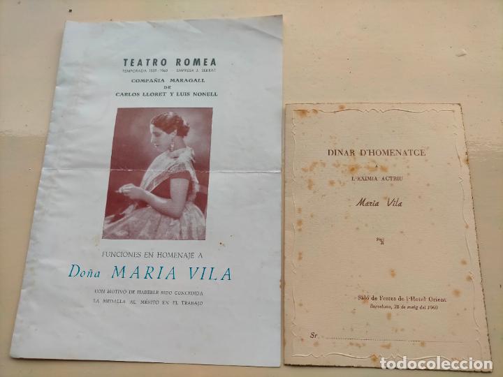Otros Art&iacute;culos de Coleccionismo en Papel: Teatro romea temporada 1959-1960 funciones en homenaje a do&ntilde;a Maria Vila dinar homenatge