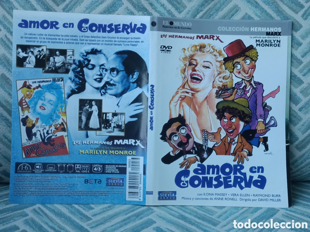 Otros Art&iacute;culos de Coleccionismo en Papel: Car&aacute;tula Pel&iacute;cula DVD Amor en Conserva (Original) Slim -Los Hermanos Marx-
