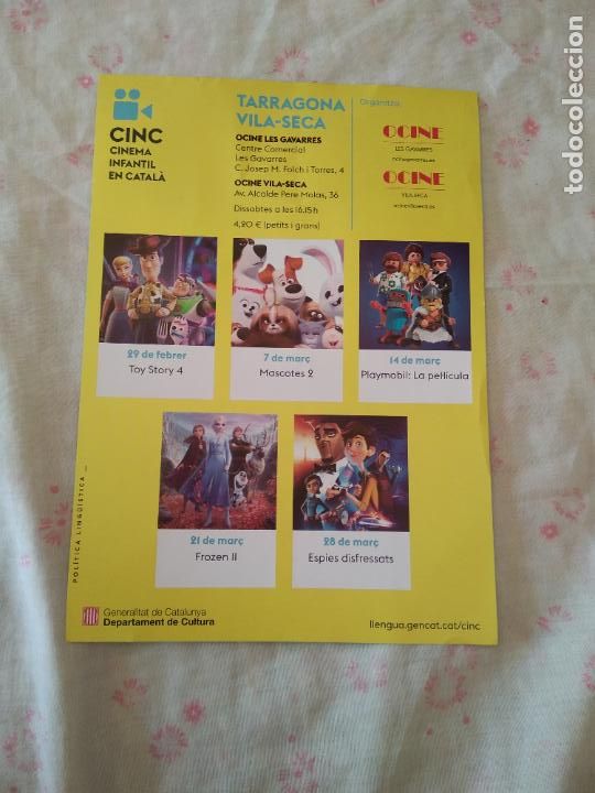 Otros art&iacute;culos de coleccionismo en papel: FOLLETO DE PUBLICIDAD CINC CINEMA INFANTIL EN CATAL&Agrave; GENERALITAT DE CATALUNYA FROZEN TOY STORY