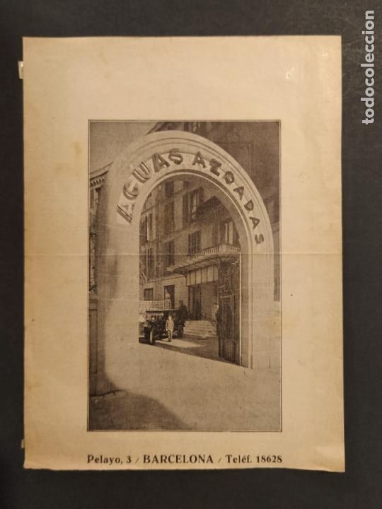 Altri oggetti di carta: AGUAS AZOADAS DE BARCELONA-PUBLICIDAD ANTIGUA-VER FOTOS-(K-11.338)