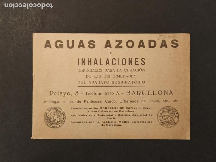 Altri oggetti di carta: AGUAS AZOADAS DE BARCELONA-PUBLICIDAD ANTIGUA-VER FOTOS-(K-11.339)