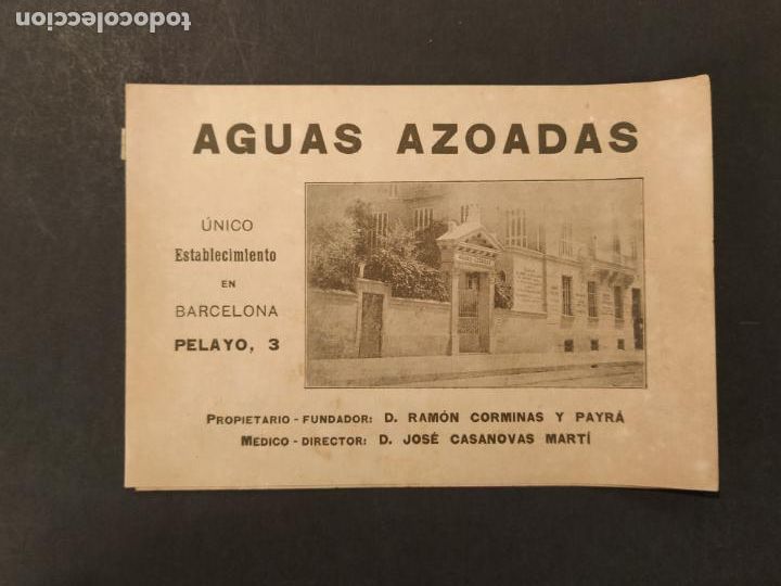 Altri oggetti di carta: AGUAS AZOADAS DE BARCELONA-PUBLICIDAD ANTIGUA-VER FOTOS-(K-11.344)