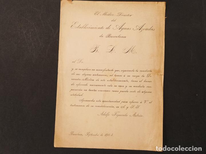 Altri oggetti di carta: AGUAS AZOADAS DE BARCELONA-ADOLFO FIGUEROLA AUTRAN-A&Ntilde;O 1904-PUBLICIDAD ANTIGUA-VER FOTOS-(K-11.360)