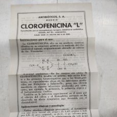 Otros Artículos de Coleccionismo en Papel: PROSPECTO CLOROFENICINA ”L” ANTIBIOTICOS S.A. MADRID