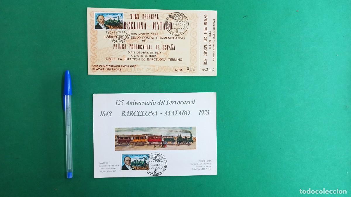 Otros Art&iacute;culos de Coleccionismo en Papel: 2 Antiguas postales de Conmemoraci&oacute;n de Ferrocarril Mataro - Barcelona. 1973 - 1974.