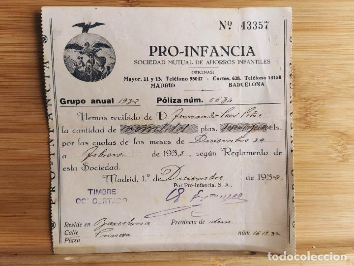 Otros Art&iacute;culos de Coleccionismo en Papel: SOCIEDAD MUTUAL AHORROS INFANTILES PRO INFANCIA POLIZA - A&Ntilde;O 1932 -VER FOTOS-(K-11.403-B)