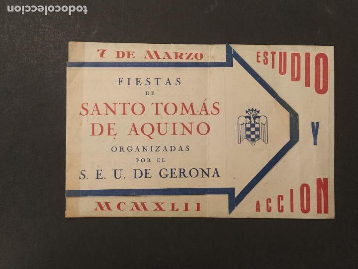 Otros Art&iacute;culos de Coleccionismo en Papel: GIRONA-FIESTAS DE SANTO TOMAS DE AQUINO-PROGRAMA A&Ntilde;O 1942-VER FOTOS-(K-11.471)