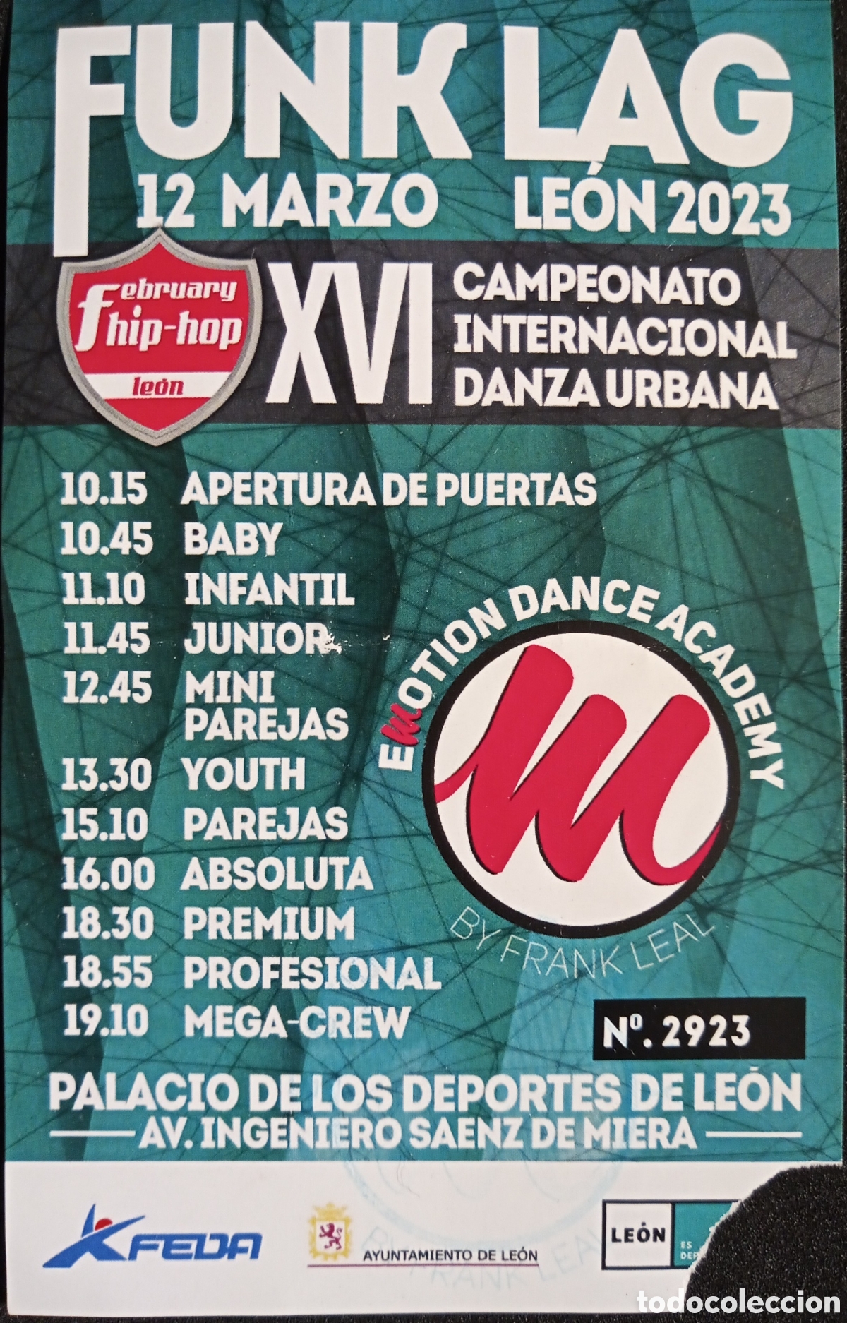 Paper Collecting Others: ENTRADA XVI CAMPEONATO INTERNACIONAL DANZA URBANA. LE&Oacute;N 2023