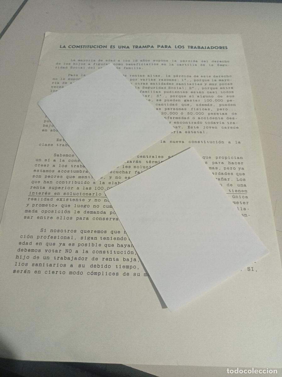 Otros art&iacute;culos de coleccionismo en papel: HOJA FLYER D-A-4 LA CONSTITUCI&Oacute;N ES UNA TRAMPA PARA LOS TRABAJADORES REF. UR MES 2A