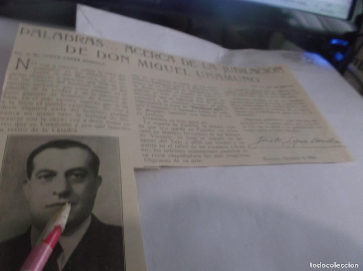 Otros Art&iacute;culos de Coleccionismo en Papel: RECORTE A&Ntilde;O 1934.JUBILACI&Oacute;N DE D.MIGUEL UNAMUNO,POR EL DR.JUSTO LOPEZ BONILLA.ROSARIO(ARGENTINA 1934