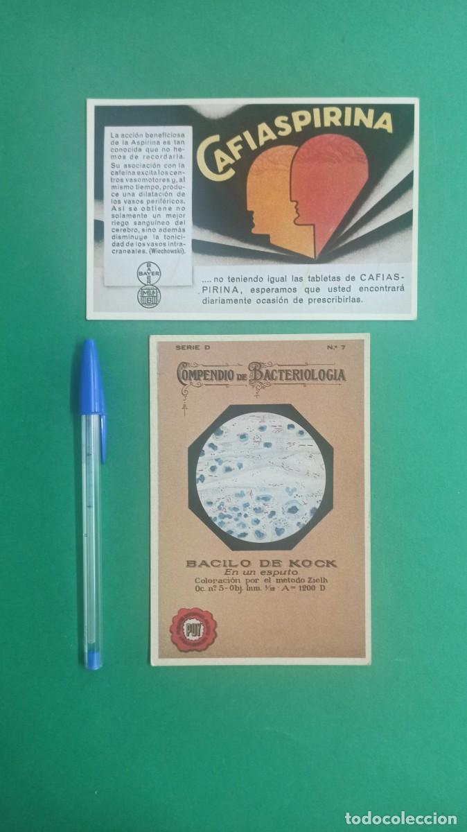 Otros Art&iacute;culos de Coleccionismo en Papel: 2 Antiguas postales de publicidad medica. Cafiaspirina. Bacteriologia.