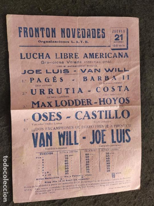 Sammelleidenschaft Andere Papierartikel: FRONTON NOVEDADES-PROGRAMA ANTIGUO-VER FOTOS-(K-11.572)