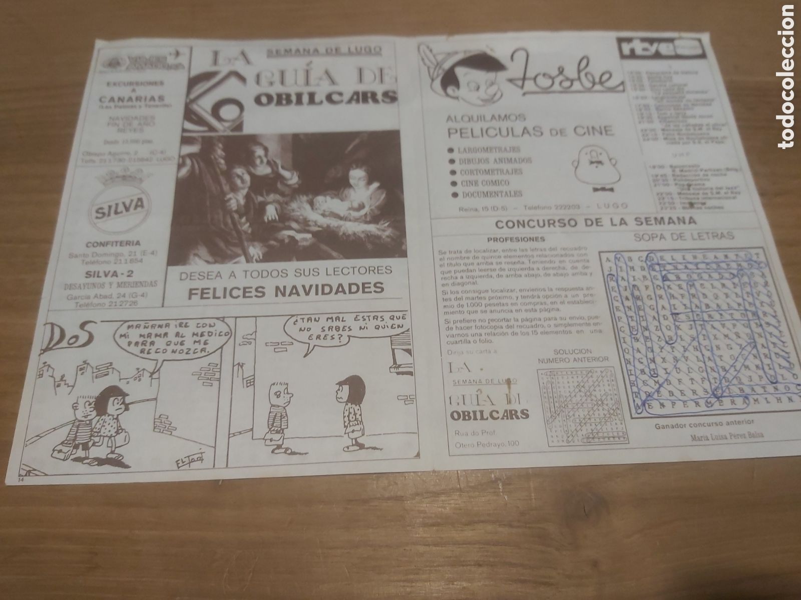 Collectionnisme Papier divers: Plano Lugo publicidad josbe gu&iacute;a oblicsrs hoja confiter&iacute;a Silva viajes amado felices navidades