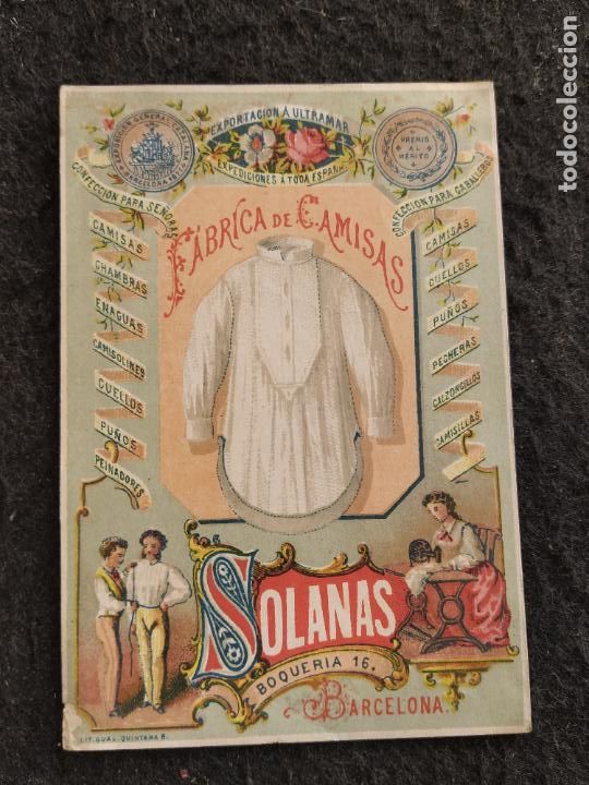 Sammelleidenschaft Andere Papierartikel: BARCELONA-FABRICA DE CAMISAS SOLANAS-BOQUERIA 16-TARJETA PUBLICIDAD ANTIGUA-VER FOTOS-(106.590)