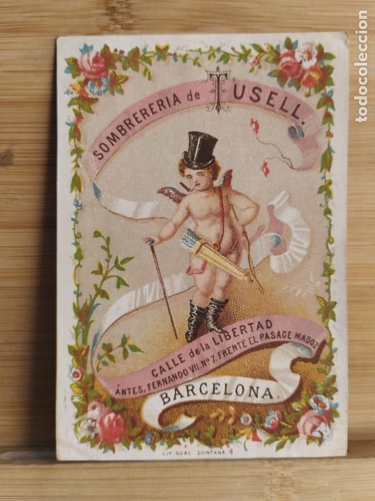 Otros Art&iacute;culos de Coleccionismo en Papel: BARCELONA-SOMBRERERIA DE TUSELL-CALLE DE LA LIBERTAD-TARJETA PUBLICIDAD ANTIGUA-VER FOTOS-(106.592)
