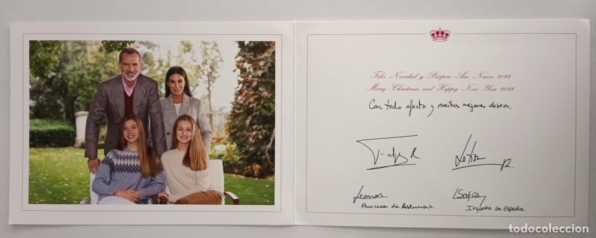 Sammelleidenschaft Andere Papierartikel: FELICITACION DE NAVIDAD DE LOS REYES DE ESPA&Ntilde;A DEL A&Ntilde;O 2021/22 CON FOTO Y FIRMAS.
