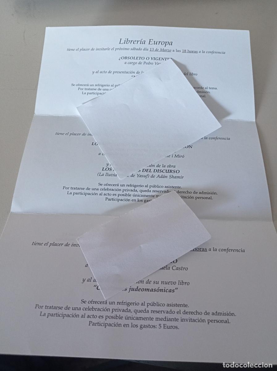 Outros artigos de papel: HOJA D-A-4 INVITACI&Oacute;N CONFERENCIAS LIBRER&Iacute;A EUROPA REF. UR EST