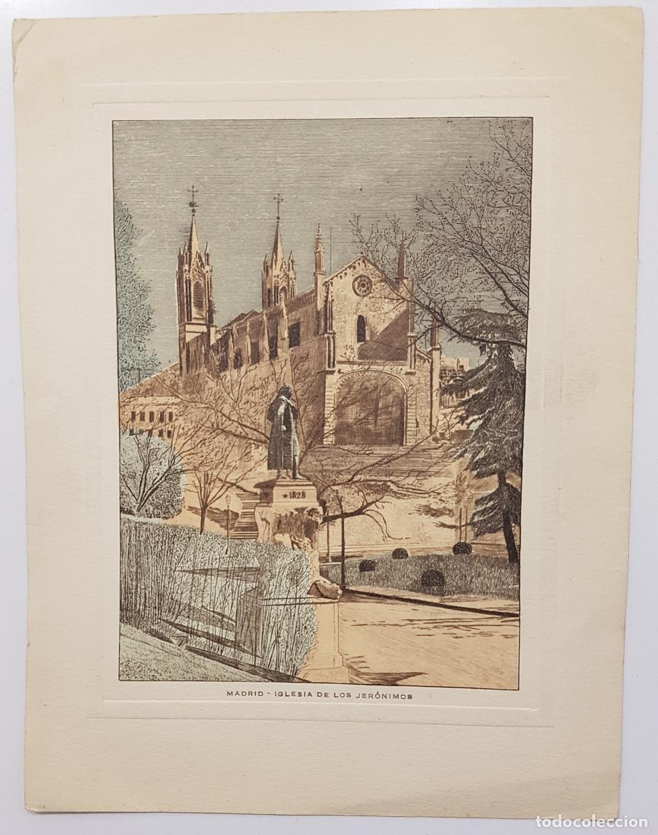 Otros art&iacute;culos de coleccionismo en papel: ESTAMPA GRABADO MADRID IGLESIA DE LOS JER&Oacute;NIMOS. 15,5 x 12 CM
