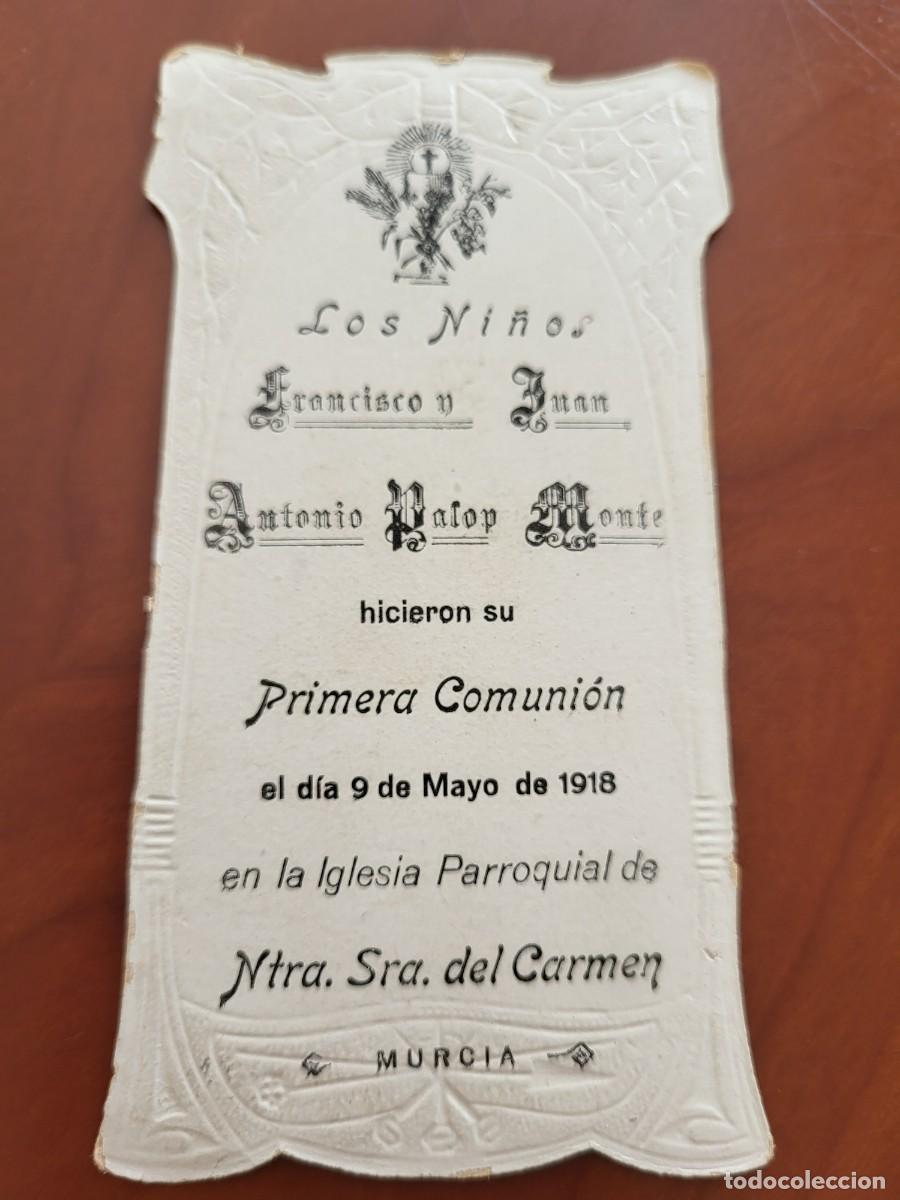 Collectionnisme Papier divers: ANTIGUA ESTAMPA RELIGIOSA COMUNION HERMANOS PALOP MONTE IGLESIA DEL CARMEN MURCIA 1918