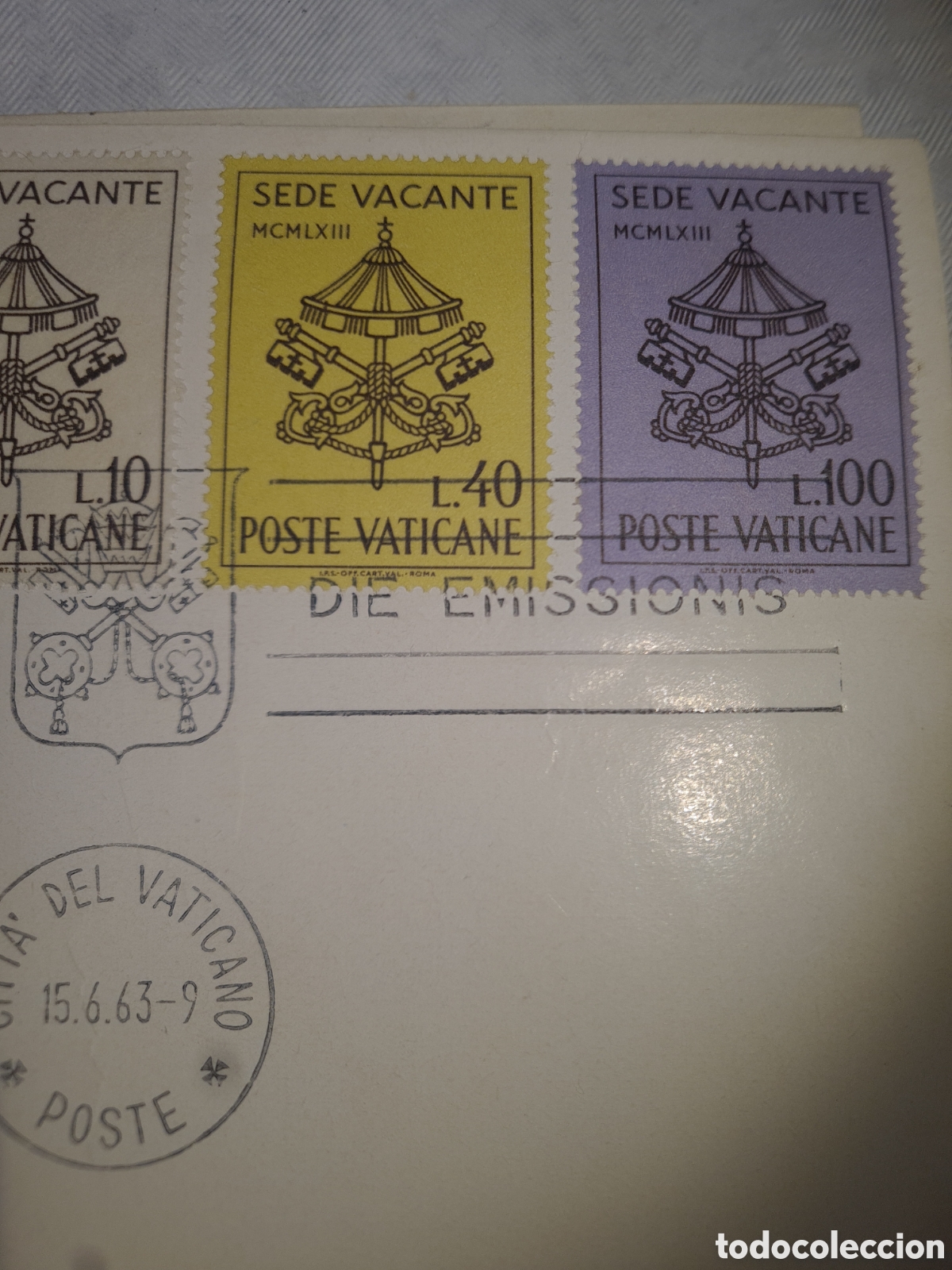 Otros art&iacute;culos de coleccionismo en papel: Sobre del Vaticano con sellos - Foto 2
