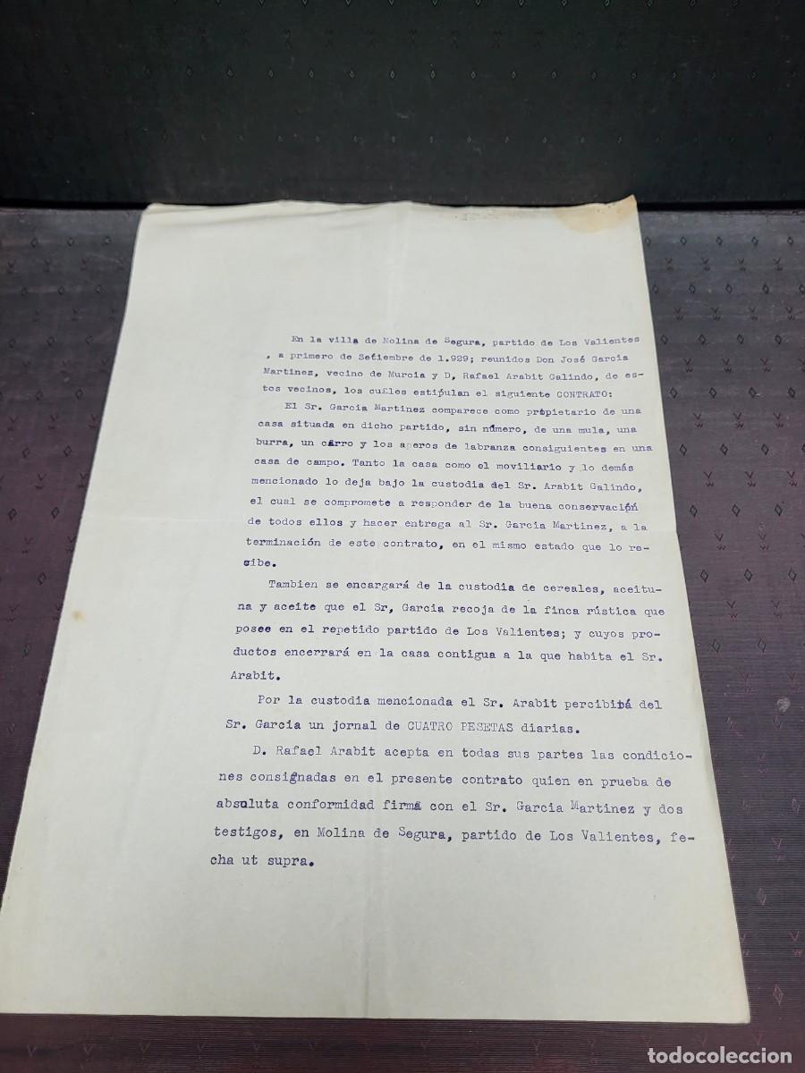 Collectionnisme Papier divers: MOLINA DE SEGURA MURCIA PARTIDO DE LOS VALIENTES 1929