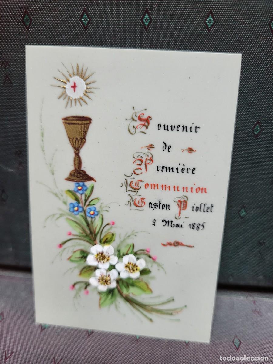 Collectionnisme Papier divers: ANTIGUA ESTAMPA RELIGIOSA CELULOIDE S XIX 1892 PINTADA A MANO FRANCIA