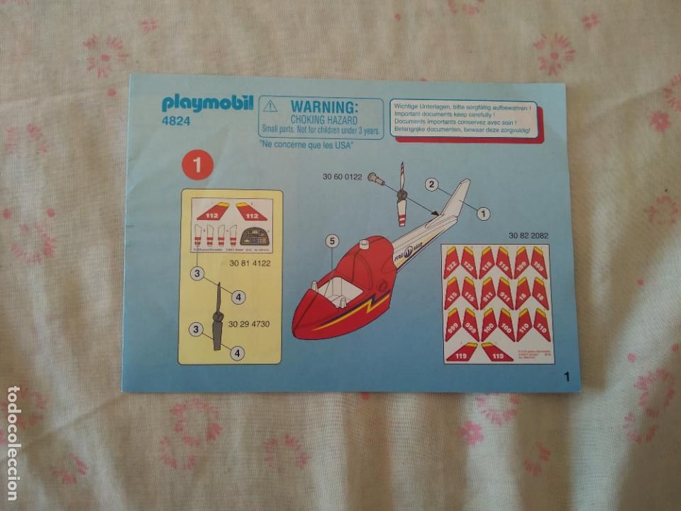 Otros Art&iacute;culos de Coleccionismo en Papel: FOLLETO DE EXPLICACI&Oacute;N HELICOPTERO FIGURA JUGUETE MARCA PUBLICIDAD PLAYMOBIL