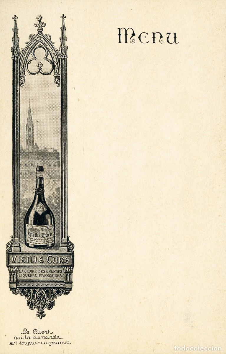 Otros art&iacute;culos de coleccionismo en papel: MEN&Uacute; FRANC&Eacute;S EN BLANCO CON PUBLICIDAD LICOR VIEILLE CURE